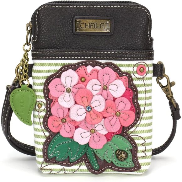 Plant Life Multicolor PU Leather Canvas Cell Phone Crossbody Bag for Women